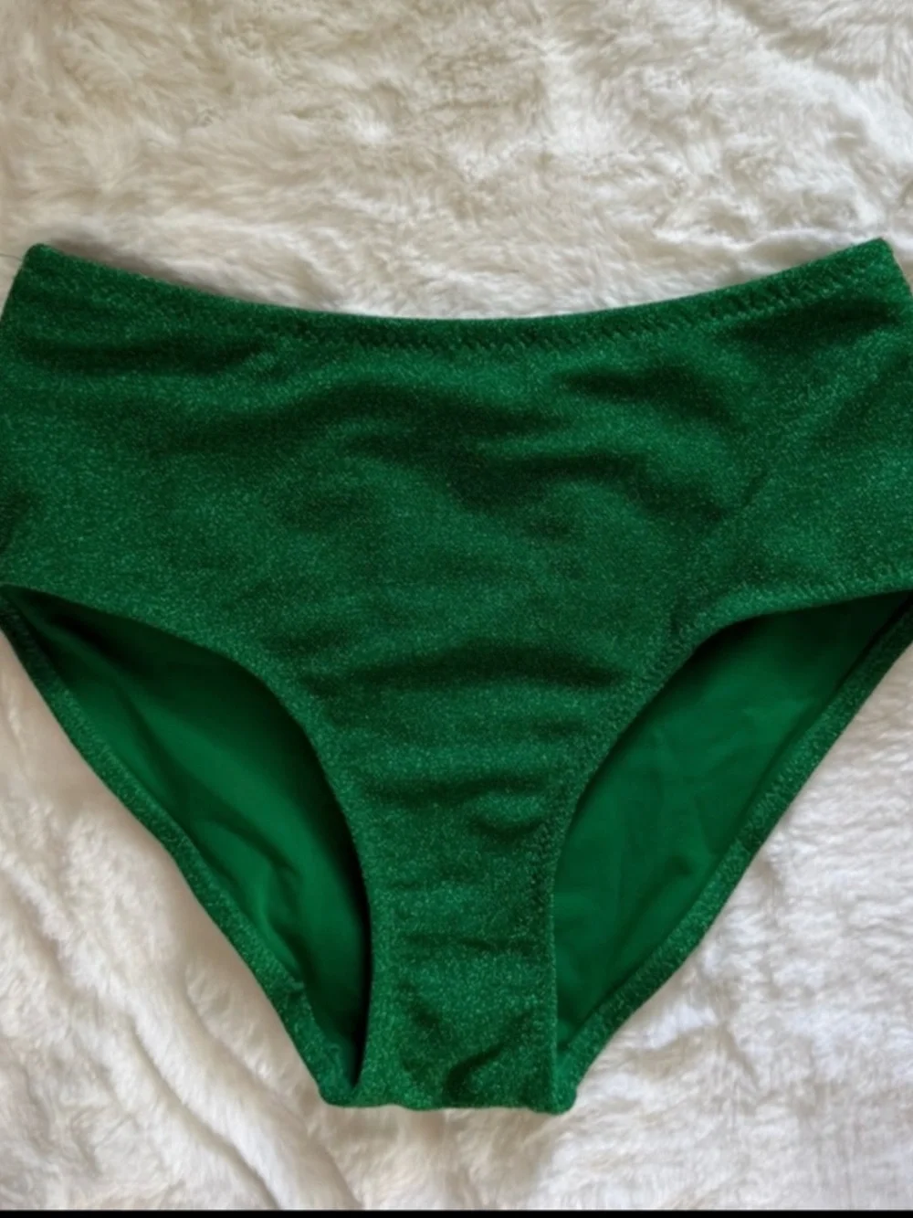 NWOT Good American High Waist Metallic Summer Green Bikini Bottoms(only)